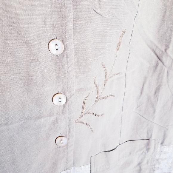 Wildroot linen silk long sleeve button shirt tan - Picture 6 of 10